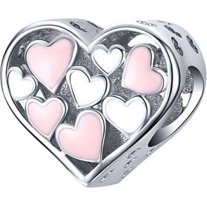 Multi hartjes in hart bedel | multi heart bead | Zilverana | geschikt voor alle bekende merken | 925 zilver | moederdag
