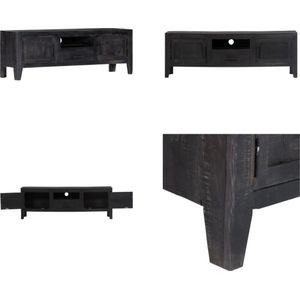vidaXL Tv-meubel 118x30x40 cm massief mangohout zwart - Tv-meubel - Tv-kasten - Tv-standaard - Tv-standaards