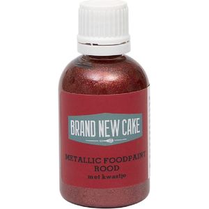 BrandNewCake® Metallic Food Paint met Kwastje 60gr - Rood - Kleurstof - Eetbare Voedingskleurstof