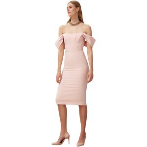 Trendyol Oranje Getailleerde Korset Gedetailleerde Geweven Elegante Avondjurk Tprss22El00097