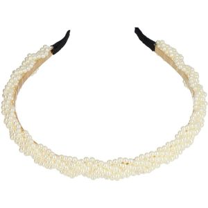 Diadeem Gevlochten Parel Kralen Pareltjes 2cm Zilver Wit Haarband Hoofdband Haarbeugel Kraaltjes Pareltjes Elegant Klassiek Haaraccessoires