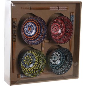 Sushi-set DKD Home Decor Multicolour Bamboe Mandala Keramiek Orientaals (12 Onderdelen)