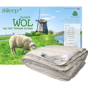 iSleep Wollen 4-Seizoenen Dekbed - 100% Wol - Litsjumeaux - 240x220 cm