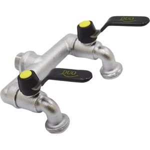 Dubbele Uitlaat Muurkraan met 1/2 en 3/4 Inch Aansluiting voor Tuin