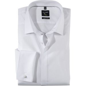 OLYMP No. Six super slim fit overhemd - dubbele manchet - wit - Strijkvriendelijk - Boordmaat: 43