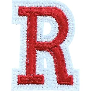 Alfabet Letter Embleem Strijk Patch Rood Wit Letter R / 3.5 cm / 4.5 cm