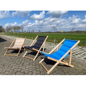 SittySeats Inklapbare Strandstoel/Tuinstoel - Verstelbaar, Handgemaakt Beukenhout - Comfortabele en Duurzame Ligstoel voor Strand en Tuin - Crème