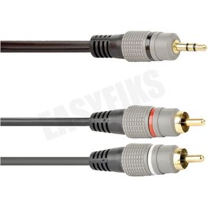 Jack 3.5mm Stereo Male - 2x Tulp RCA Male, 10.0 Meter