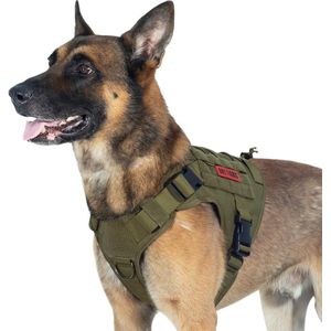 Hondentuigje FIRE Watcher Tactisch hondenvest Molle hondentraining service hondentuigje 1000D nylon (XL, Ranger Groen)