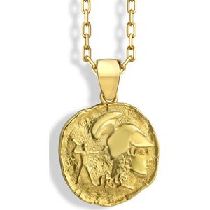 Ancient Greek ketting met munthanger Gold Polished 18 inches
