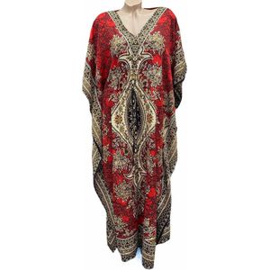 Kaftan met aantrekkoord en v hals #2021 one size 36-50 rood