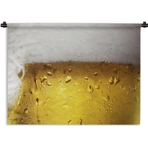 Wandkleed Bier - Overvol glas bier met condensatie Wandkleed katoen 150x112 cm - Wandtapijt met foto