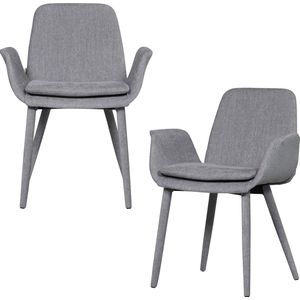 vtwonen Curve Eetkamerstoelen - Polyester - Grijs - Set van 2