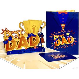 Popcards popupkaarten – Grote Vaderdag pop-up kaart voor de allerbeste vader Wenskaart Pa Pappa Super Dad
