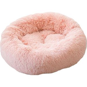 Luxe katten & hondenmand - Donut - Heerlijk zacht - Fluffy Donut - Maat M - 70 cm - Roze