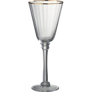 J-Line Rand wijnglas - rode wijn - glas - goud - 6 stuks - woonaccessoires