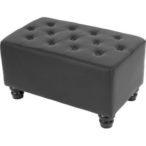 Luxe voetenbank Chesterfield 41x75x46cm kunstleer ~ ronde poten, zwart