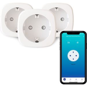 Calex Slimme Stekker - Set van 3 stuks - Energiemeter - Smart Plug met App Bediening - Werkt met Alexa en Google Home