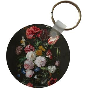 Sleutelhanger - Stilleven met bloemen in een glazen vaas - Schilderij van Jan Davidsz. de Heem - Plastic - Rond - Uitdeelcadeautjes