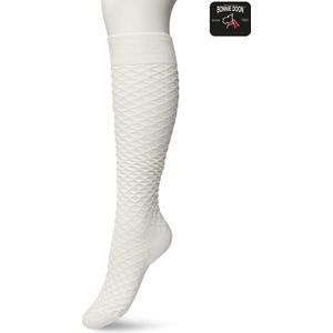 Bonnie Doon Bio Kabel Kniekousen Dames Off White maat 36/42 - Kabel patroon in Ruit Vorm - Biologisch Katoen - Uitstekend draagcomfort - Cable Knee High - OEKO-TEX - Gladde Naden - Duurzaam Huidvriendelijk Bio Katoen - Crème - Ivoor - BP211506.110