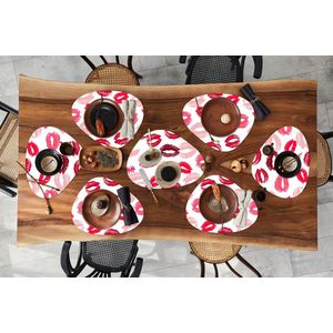 Placemat organisch - Placemats organic - Onderleggers - Lippen - Kus - Koppel cadeau - 10 stuks