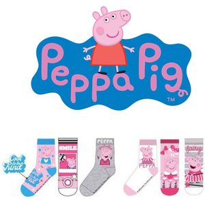 Peppa Pig Sokken | 6 Paar | Maat 31-34 | Roze | Grijs | Wit