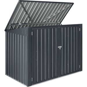 In And OutdoorMatch Container Ombouw Nera - Donkergrijs - 112-131x173x101cm - Weerbestendig - Met Deksel - Staal Verzinkt