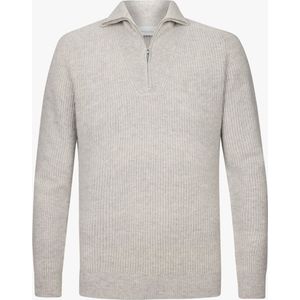 Profuomo Half Zip Pullover Merinowol Melange Grijs - Maat XXL - Heren - Pullovers