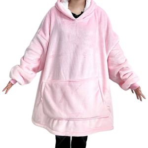 Bovista Knuffeldeken - Plaid - Onesie - Hoodie Deken Met Mouwen - Fleece Blanket - Dames - Heren - Kinderen - Extra Zacht - Roze