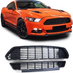 Ford Mustang Coupe Cabrio Facelift 2017 t/m 2022 Vlakke Lamel Sport Grill Zwart Zonder Embleem