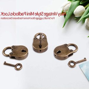 3 stuks mini hangsloten set met 3 sleutels zinklegering vintage antieke stijl multifunctionele hangsloten voor Home Hardware Decoratie