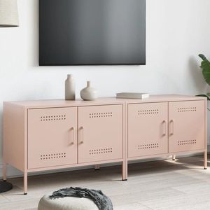 vidaXL Tv-meubelen set van 2 roze staal Tv Kast - Industrieel Design - Roestvrijstalen Tv Stand - Opbergkast - Mediastand