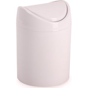 Plasticforte Mini prullenbakje - roze - kunststof - met klepdeksel - keuken aanrecht/tafel model - 1,4 Liter - 12 x 17 cm