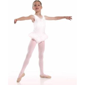 Danceries - Balletpakje -  Clarasson - Mouwloos - dubbel rokje - Wit - Elasthan - Maat 98-104