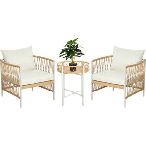 Outsunny Gartenmöbel Set PE Rattan, Polyester Gelb