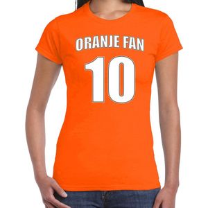 Oranje fan nummer 10 oranje t-shirt Holland / Nederland supporter EK/ WK voor dames XL