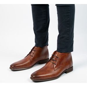 Van Lier - Heren - Cognac leren veterschoenen - Maat 40