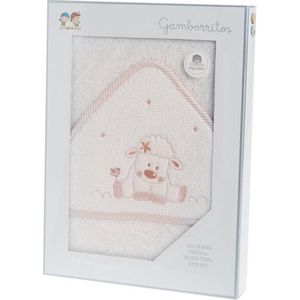 Gamberritos Badcape Schaapje 100 X 100 Cm Katoen Wit/roze