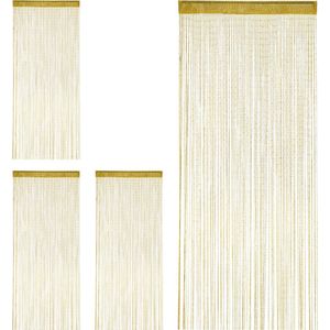 Relaxdays 4x Draadgordijn glitters - deurgordijn - draadjesgordijn - 90 x 245 cm - goud