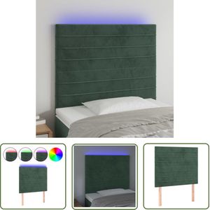 The Living Store Hoofdbord LED 100x5x118/128 cm fluweel donkergroen - Hoofdboard - Led Hoofdbord - Velvet Hoofdbord - Groen Hoofdbord - Adjustable Hoofdbord
