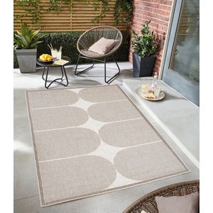 Flycarpets Omkeerbaar Terrazo Japandi Buitenkleed Beige / Creme - 160x230 cm - Vloerkleed Buiten - Laagpolig Tuinkleed, Tuintapijt, Buitentapijt