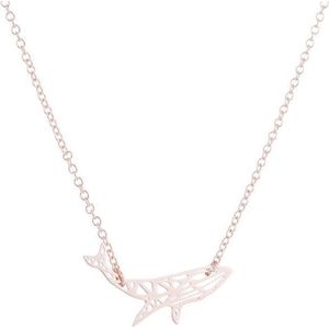 24/7 Jewelry Collection Origami Walvis Ketting - Rosé Goudkleurig
