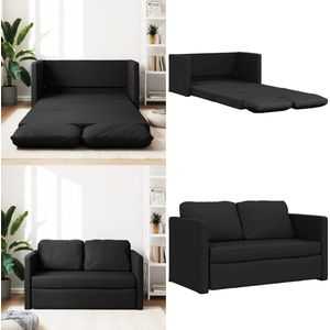 vidaXL Slaapbank vloermodel 2-in-1 112x174x55 cm kunstleer zwart - Slaapbank Vloermodel - Slaapbanken Vloermodel - Vloerbank - Slaapbank