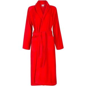 Unisex badjas rood- velours katoen - rode badjas sjaalkraag - maat XS
