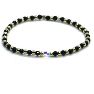Dames armband swarovski goud rvs onyx 3 mm