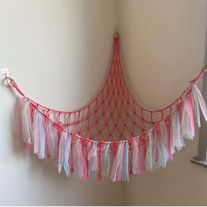 Bovista Knuffel Net - Hangmat - Speelgoed - Opbergsysteem - Hangmat Voor Knuffels - Organizer - Roze - Strik Design