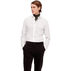 Selected Slimbond-pique Shirt Met Lange Mouwen Wit XL Man