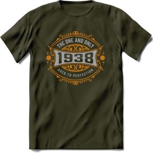 1938 The One And Only T-Shirt | Goud - Zilver | Grappig Verjaardag  En  Feest Cadeau | Dames - Heren | - Leger Groen - L