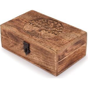 Handgemaakte mangohouten sieradenorganizer levensboom - Uniek cadeau voor mannen en vrouwen