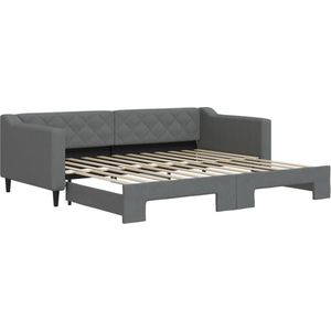 vidaXL - Slaapbank - met - onderschuifbed - 90x200 - cm - stof - donkergrijs